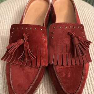 Mi. iM Red suede Tassel Mules